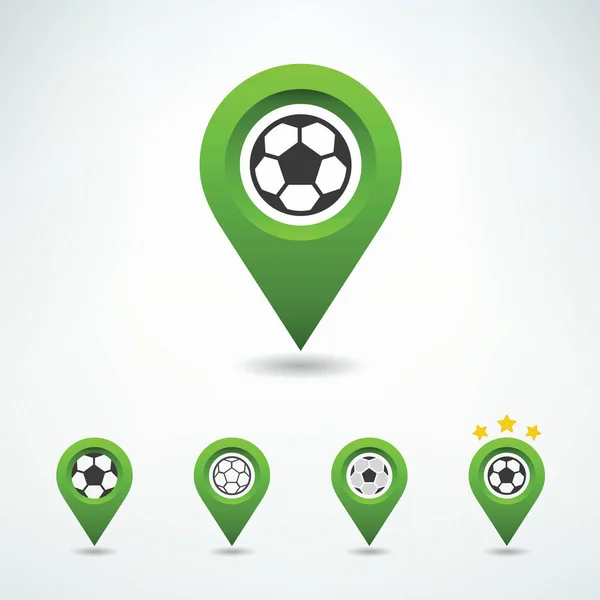 Soccer Pin Location Pointer Vector Set — Stock Vector