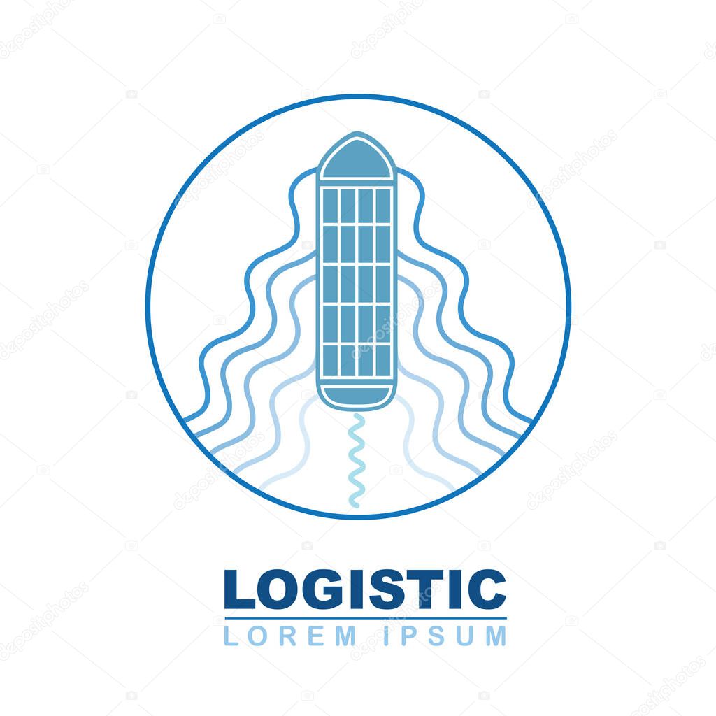 Cargo ship logo. Transport, logistic, delivery concept vector design