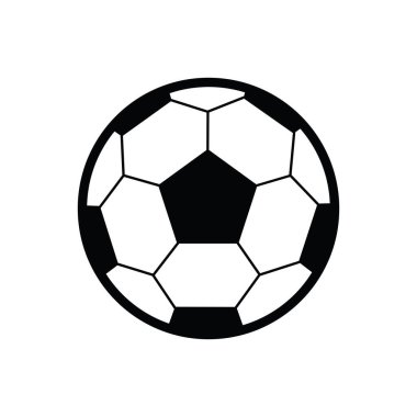 Futbol topu simgesi. Beyaz arka planda siyah düz vektör çizim.