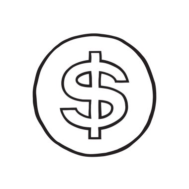 Vektör dolar simgesi. El çizim biçimi