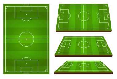 Futbolun vektör kümesi, Avrupa futbol sahası üst görünüm ve farklı bakış açısı