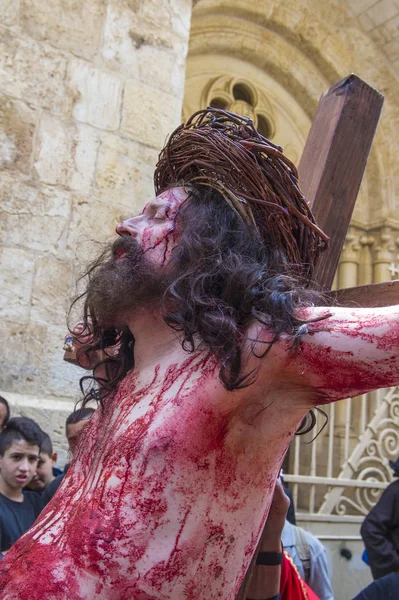 Jezus crucifixtion reenacting — Stockfoto