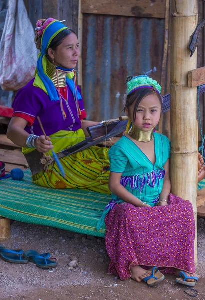 Kayan kabile kadın Myanmar portresini