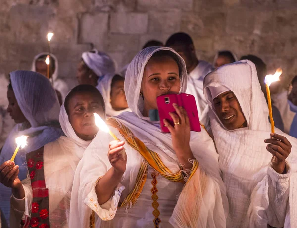 Ethiopian holy fire ceremony — Stock Photo, Image