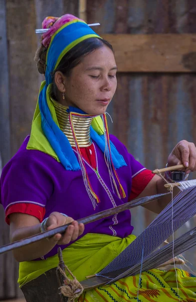 Kayan kabile kadın Myanmar portresini