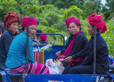 Pao tribe women in Myanmar clipart