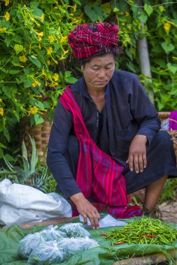 Pao kabile kadın Myanmar portresini