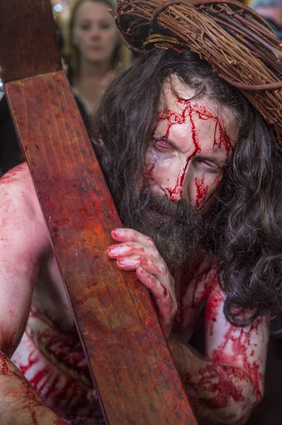 Jézus crucifixtion reenacting — Stock Fotó