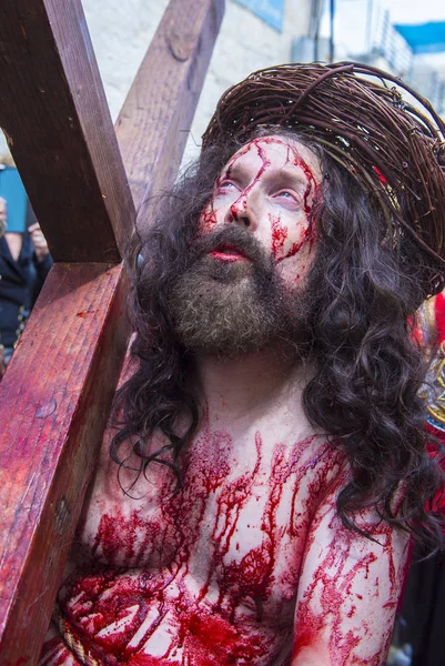 耶稣 crucifixtion 重演 — 图库照片
