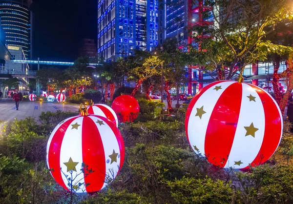 Tajpej, Tajwan Christmas lights — Zdjęcie stockowe