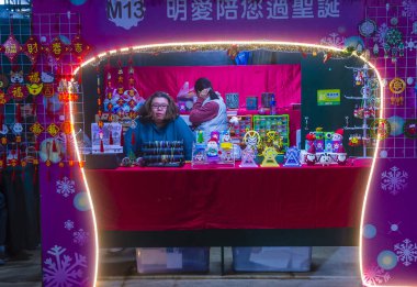 Macau - 30 Aralık: 30 Aralık 2019 'da Macau' daki Tap Seac Meydanı 'ndaki Noel Pazarı