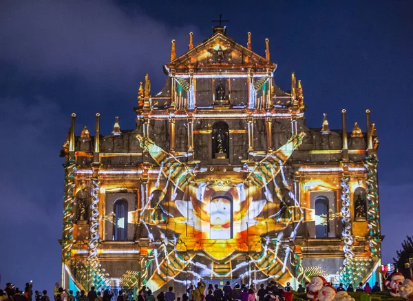 Macau Dec Projection Show Pauls Ruins Facade Macau Annual Macau — Stock Photo, Image