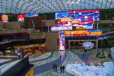 Macau - Ocak 01: Macau 'daki Mgm Cotai Otel ve Kumarhanesinin İçi Otel 2018 yılında açıldı ve 1390 odası ve süiti var..