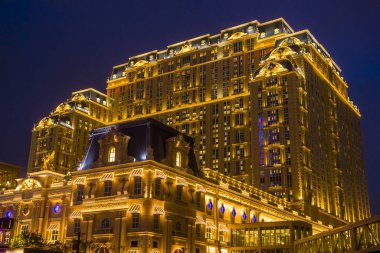 Macau - Ocak 01: Makao 'daki Paris Oteli ve Kumarhanesi, 01 Ocak 2020. Otel 2016 'da açıldı ve yaklaşık 3000 otel odası var..
