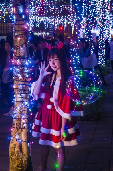 台湾台北12月23日 2017年12月23日台北市中心的圣诞灯饰 — 图库照片