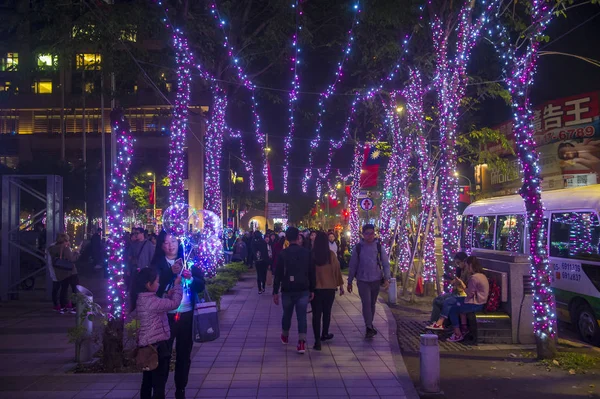 Taipei Taiwan Dec Christmas Lights Decorations Downtown Taipei Taiwan December — Stock Photo, Image