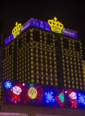 Macau - 30 Aralık: 30 Aralık 2019 'da Macau' da Büyük İmparator Oteli ve Kumarhanesi 'nin dışı 