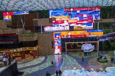 Macau - Ocak 01: Macau 'daki Mgm Cotai Otel ve Kumarhanesinin İçi Otel 2018 yılında açıldı ve 1390 odası ve süiti var..