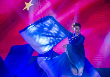 MANILA , PHILIPPINES - JAN 25 : Chinese folk dance in Chinatown Manila the Philippines during Chinese new year on January 25 2020. Chinatown in Manila is the oldest in the world