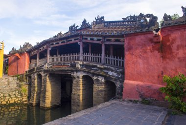 HOI AN , VIETNAM - OCT 04 : View of the Japanese Bridge in Hoi An. Vietnam, The historic district of Hoi An is a Unesco World Heritage Site since 1999