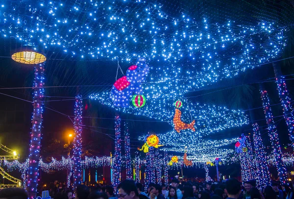 Ταϊπέι Ταϊβάν Δεκ Χριστουγεννιάτικα Φώτα Και Διακοσμήσεις Στο Κέντρο Της — Φωτογραφία Αρχείου