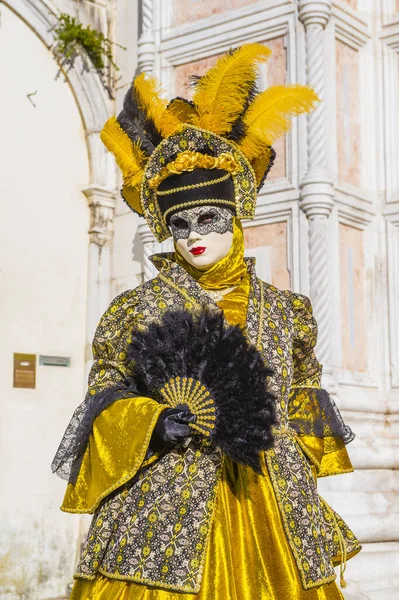 意大利威尼斯 2月26日 参加威尼斯狂欢节 意大利威尼斯2019年2月26日 威尼斯狂欢节以其精致的面具闻名于世 — 图库照片