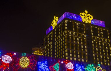 Macau - 30 Aralık: 30 Aralık 2019 'da Macau' da Büyük İmparator Oteli ve Kumarhanesi 'nin dışı 