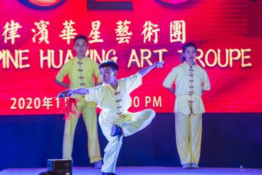 MANILA , PHILIPPINES - JAN 25 : Martial arts performance in Chinatown Manila the Philippines  during Chinese new year on January 25 2020. Chinatown in Manila is the oldest in the world