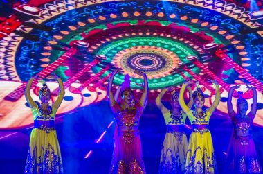MANILA , PHILIPPINES - JAN 25 : Chinese folk dance in Chinatown Manila the Philippines during Chinese new year on January 25 2020. Chinatown in Manila is the oldest in the world