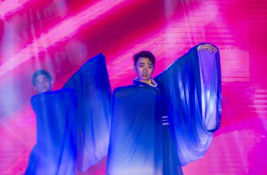 MANILA , PHILIPPINES - JAN 25 : Chinese folk dance in Chinatown Manila the Philippines during Chinese new year on January 25 2020. Chinatown in Manila is the oldest in the world