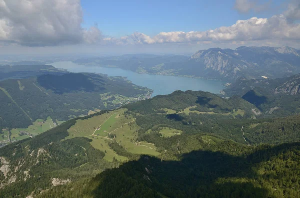 St. Wolfgang, Schafberg, Αυστρία θέα από την κορυφή της κορυφής Schafberg — Φωτογραφία Αρχείου