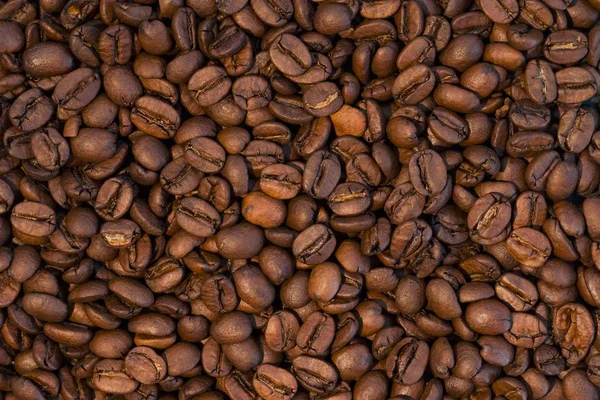 Big group of roasted coffee beans in detail — Zdjęcie stockowe