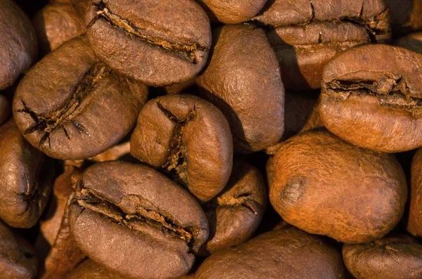 Big group of roasted coffee beans in detail — Zdjęcie stockowe