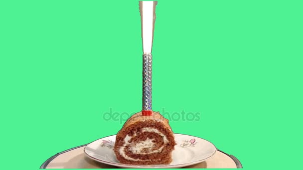 The Appetizing cake with fireworks. — Stock Video