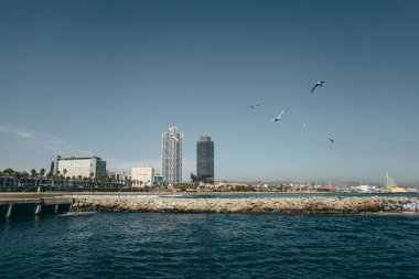 Barcelona İspanya sahil üzerinde Balık tutma