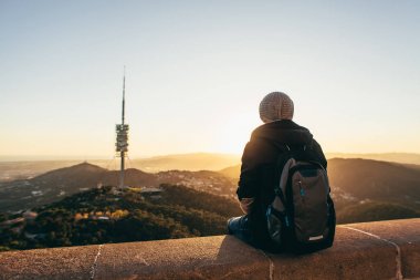 gezi görünümü, şehir, Barcelona İspanya Tibidabo