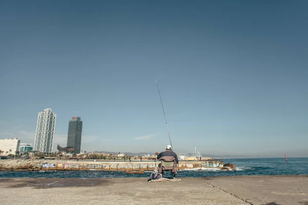 Pesca Litoral Barcelona Espanha — Fotografia de Stock