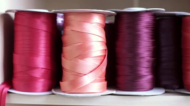 Satin ribbon different colors — Stock Video