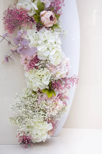 Pembe Beyaz Ortanca Düğün Süsleri — Stok fotoğraf
