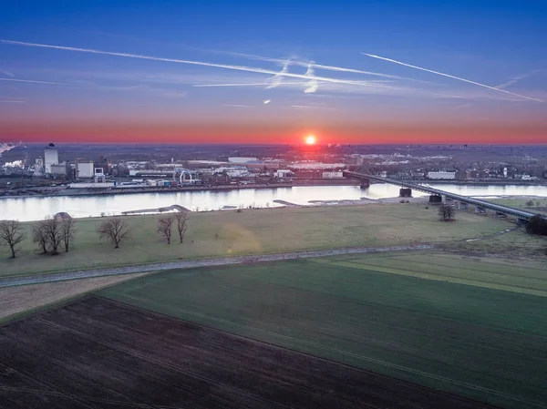 Αεροφωτογραφία της γέφυρας στο Krefeld — Φωτογραφία Αρχείου