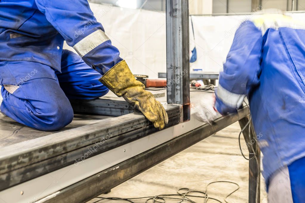 Metal construction worker with blurred motion