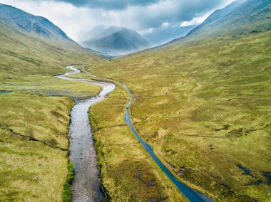 Aerial view of Glen Etive clipart