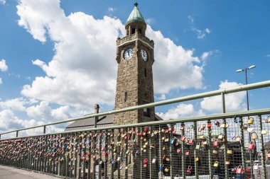 Hamburg , Germany - July 14, 2017: Thousands of love locks clamping at the bridge to the St. Pauli piers clipart