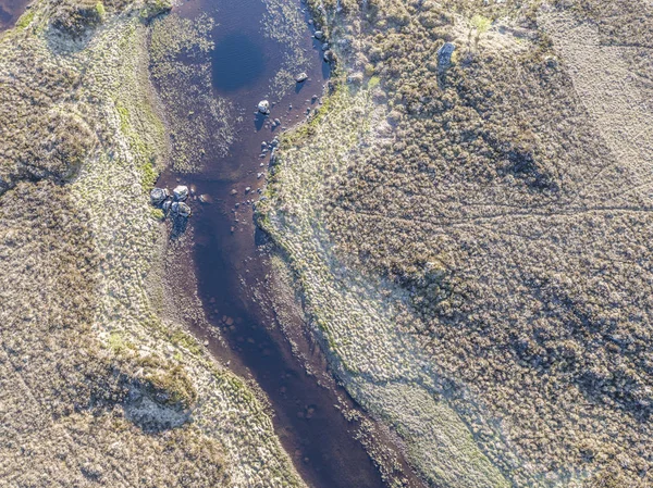 Letecký pohled na úžasnou krajinu Rannoch Moor — Stock fotografie