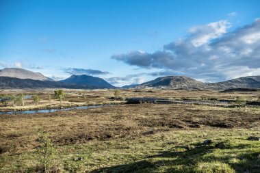 Yolun Rannoch Moor inanılmaz manzara ile