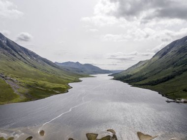 Glen Etive paradisal manzara havadan görünümü