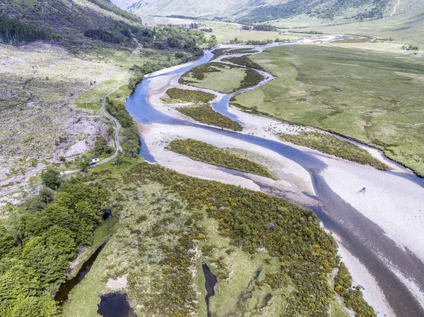 Flygfoto av paradisiska landskap av Glen Etive — Stockfoto