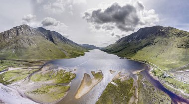 Glen Etive paradisal manzara havadan görünümü