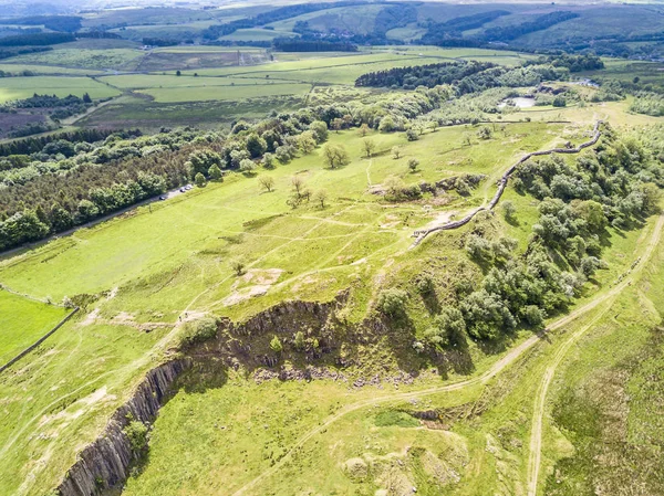 De Crags Walltown op World heritage site Hadrians Wall in het prachtige Northumberland National Park — Stockfoto