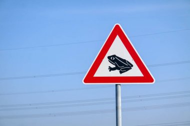 Yol uyarı işareti geçiş kurbağalar